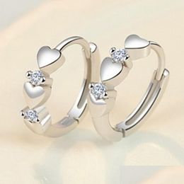 Hoop Huggie Hoop Hie Love Heart Small Earrings Inlaid Zircon Valentine Day Ear Ring Lady Women Rose Gold Sier Plating Jewellery Findin Dhyp8