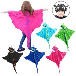 Dragon Cloak with Hat Toothless Dragon Poncho Costume Cape Anime Cosplay Party Halloween Christmas Costumes Carnival Dinosaur Capes