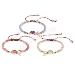 Fashion Woven 4MM Faceted Pink Natural Stone Charm Bracelet for Women Gift