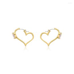 Hoop Earrings Hiphop CZ Stone For Women Brand Jewellery Charms Big Hollow Heart Earring Bridal Brincos Girl Gift