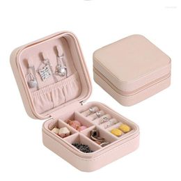 Jewelry Pouches Box Organizer Display Travel Case Boxes Portable Earring Holder Leather Storage Zipper Jewelers