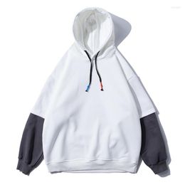 Men's Hoodies Fitted Loose Hoodie And Fleece Stitching Harajuku Trend Plus Thick Sweater Men