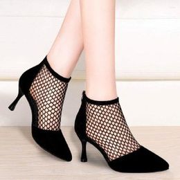 Sandals Sexy Mesh Women's Summer Stiletto Heels 2022 Pointed Toe Fashion Solid Color Comfortable High-heeled Women