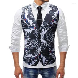 Men's Vests Men's Vest 2022 Chalecos Para Hombre Men Fashion Print Butterfly Casual Suit Dress Business Colete Masculino