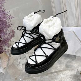 Дизайнерские снежные ботинки для женщины теплые сапоги Angle Snow Boot Platform Platform Winter Fur Lace-Up Ancle Boots без скольжения обувь подошвы с коробкой №419