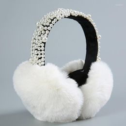 Berets Winter Faux Fur Adjustable Earmuffs Cute Knit Fuzzy Ear Muffs Women Girls Outdoor Warmers For Kids Elegant Pearl Bead