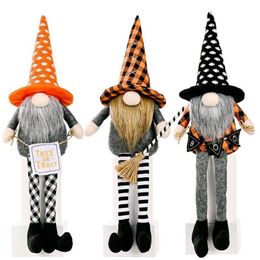 Party Supplies Halloween Decorations Gnomes Doll Plush Handmade Tomte Swedish Long-Legged Dwarf Table Ornaments RRB16377