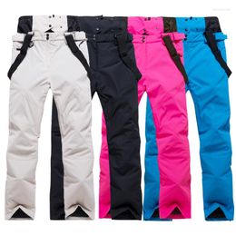 Skiing Pants Men And Women With Thick Waterproof Breathable Double Plate Couple Paragraph Warm Cotton Wear Braces Winter