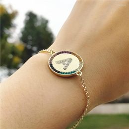 Link Bracelets Women Girls Initial Letter Bracelet 26 Letters CZ Name For Top Quality Crystal Round Charm Jewellery Gift