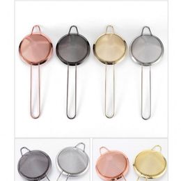 4 Colours Coffee Philtres Cooktail Strainer Stainless Steel Kitchen Flour Handheld Screen Mesh DIY Kitchen Tools RRE15047