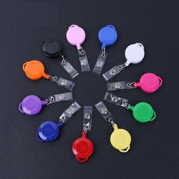Portable Keychains ID Button ABS Plastic Badge Holder Easy To Pull Buckle Badge Lanyard Documents Buckle Retractable RRE15071