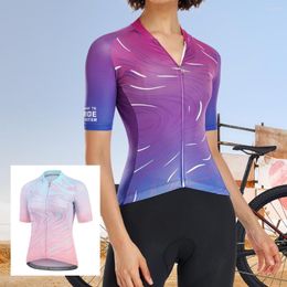 Racing Jackets Santic Women Cycling Jersey Short Sleeve Summer Riding Bike Clothing Top Quick Dry Colour Breathable Sportswear Asian Size