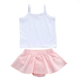 Clothing Sets Tops Shorts Suit Off Shoulder Sleeveless Shirt Elastic Waist Summer Loose Pants For Baby Girl 0-18M 2Pcs Outfit