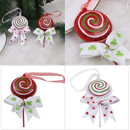 Christmas Decorations Lollipop Ornament Creative Bowknot Hanging Bell Xmas Tree Year Party Decoration