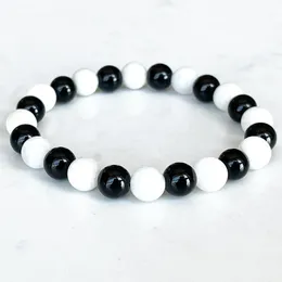 Strand MG1718 New Design Womens Pisces Zodiac Bracelet 8 MM Black Tourmaline Moonstone Chakra Wrist Mala Natural Gemstone Jewellery