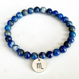 Strand Mg1743 Модный женский браслет Scorpio Zodiac 6 мм Lapis Lazuli Chakra Yoga Forist Mala