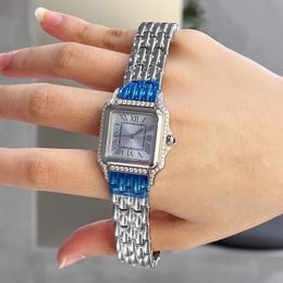 Vintage Roman Numerals Panther Watches Women Geometric Panthere Watch Stainless Steel Quartz Wristwatch Female Square Clock WaterProof 22mm 27mm