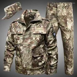 Men's Tracksuits Wear-resistant Overalls Outdoor Jogger Set Python Pattern Army Men Uniform Camouflage Tracksuit Labor Protection Suit