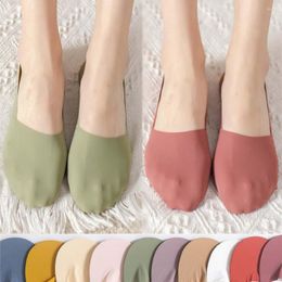 Women Socks Summer Invisible No Show Silicone Antiskid Ice Silk Seamless Ladies Shallow Mouth Slippers