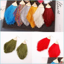 Dangle Chandelier Pure Color Womens Tassel Earrings Jewelry Korean Fashion Lady Dangle Eardrop Mticolor Bohemian Style 2 8Nb J2B Dro Dhtb0