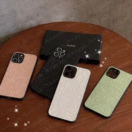 Luxury C Fashion Design 3D Flower Phone Cases for iPhone 14 14pro 14plus 13 13pro 13mini 12 Mini 12pro 11 Pro Max X Xs Xr 8 7 Plus PU Leather Case Trendy Skin Shell Cover