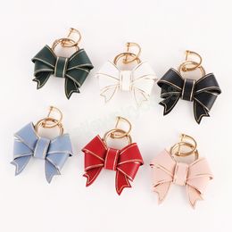 Handmade Cute Bow Ladies Car Keychain Leather Women Key chain Luxury Pendant Keychains Accessories