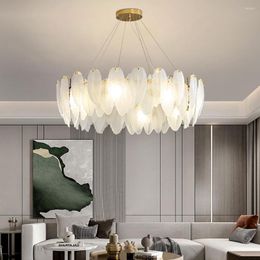 Chandeliers Modern Ceiling Crystal Creative Feather Glass Pendant Lamp Decor Hanging Light Lustre For Dining Room Bedroom