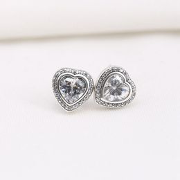 Sparkling Heart Stud Earrings with Original Box for Pandora 925 Sterling Silver Rose Gold Wedding designer Jewellery For Women Girls Earring Set