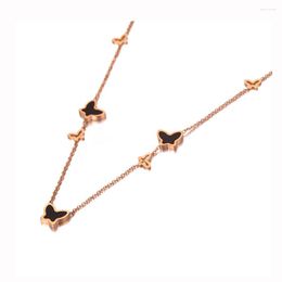 Choker Trendy Stainless Steel 7Pcs Butterfly Charm Pendant Necklaces Jewelry Rose Gold Wedding Necklace For Women Gift N20067