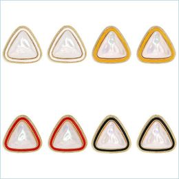 Stud Boho Cute Imitation Pearl Stud Earrings Fashion 4 Colors Triangle Shaped Earring Jewelry Accessories Gifts 2501 Y2 Drop Delivery Dhxzr