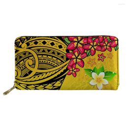 Wallets Noisydesigns Polynesian Hawaiian Plumeria Pattern Women Wallet Ladies Luxury Pu Leather Purse Long Female Clutch Bag Bolsa Femme