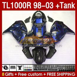 & Tank Fairings For SUZUKI TL-1000R SRAD TL-1000 TL 1000 R 1000R 98-03 Bodywork 162No.157 TL1000R 1998 1999 2000 01 02 03 TL1000 R 98 99 00 2001 2002 2003 Fairing blue flames