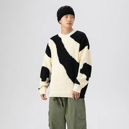 Men's Sweaters Autumn And Winter Boys Cow Color Contrast Pullover Sweater Lazy Casual Loose Korean Version