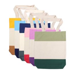 35x10x40cm Tri-Color Canvas Blank Shopping Tote Bags Reusable Cotton grocery High Capacity Shopping Bag RRE15073