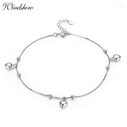 Anklets 925 Sterling Silver Box Chain Peach Heart Charms Foot Jewellery Anklet For Women Girls Leg Bracelet Cheville Enkelbandje Halhal