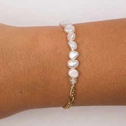 Charm Bracelets Creative Design Natural Freshwater Pearl Bracelet High Quality Stainless Steel Chain Stitching Arm Accessories Gifts For