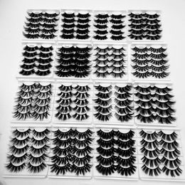 Multilayer Thick 20mm Mink False Eyelashes Naturally Soft and Delicate Reusable Hand Made Curly 3D Fake Lashes Messy Crisscross Eyelash Extensions Eyes Makeup