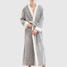 Men's Sleepwear Men Autumn Winter Flannel Long Sleeve Maxi Bathrobe Pockets Hooded