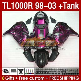 & Tank Fairings For SUZUKI TL-1000R SRAD TL-1000 TL 1000 R 1000R 98-03 Bodywork 162No.159 TL1000R 1998 1999 2000 01 02 03 TL1000 R 98 99 00 2001 2002 2003 Fairing pink flames