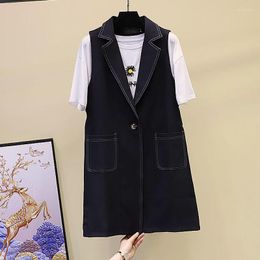 Women's Suits Bright Line Mid-length Suit Vest Coat 2022 Spring Autumn Korean Version Back Belt Is Thinner Ladies Jacket Women S268