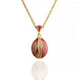 Pendant Necklaces Test Jewellery Enamel HandMade Russian Easter Brass Colourfast Vintage Egg Charm Crystal Necklace Gift To Women 2022