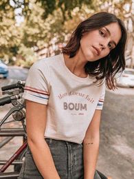 Women's T Shirts Letter Embroidery Tee Shirt Elegant Woman Clothes O Neck Short Sleeve Cotton T-shirt Hauts Summer Femme Vintage Casual