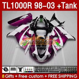 & Tank Fairings For SUZUKI TL-1000R SRAD TL-1000 TL 1000 R 1000R 98-03 Bodywork 162No.121 TL1000R 1998 1999 2000 01 02 03 TL1000 R 98 99 00 2001 2002 2003 Fairing pink white