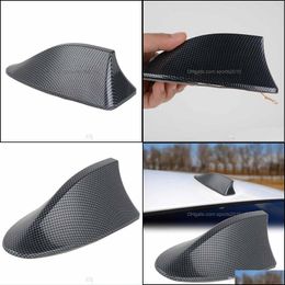 Car Antennas 1Pcs Durable Beautif Carbon Fibre High Quality Abs Car Shark Fin Roof Antenna Radio Fm Am Decorate Aerial For Carstylin Dhes8