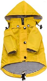 Dog Apparel ATUBAN Yellow Zip Up Raincoat With Reflective Buttons Pockets Water Resistant Adjustable Drawstring & Removable Hood