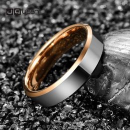 Wedding Rings JQUEEN 6mm Tungsten Carbide Ring Gold Rose Women's Steel Color Dome Beveled Fashion Jewelry