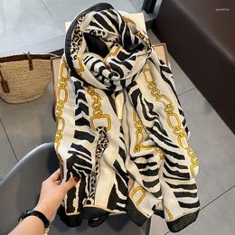 Scarves Luxury Design Chain Print Large Cotton Shawls And Wraps For Women 90 180cm Long Hijab Headband Female Neck Scarfs Warm