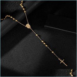 Pendant Necklaces Fashion Hip Hop Rosary Pray Bead Jesus Cross Long Necklaces Pendants Necklace For Men Women 263 J2 Drop Delivery 20 Dhkii