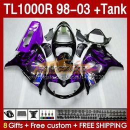 & Tank Fairings For SUZUKI TL-1000R SRAD TL-1000 TL 1000 R 1000R 98-03 Bodywork 162No.147 TL1000R 1998 1999 2000 01 02 03 TL1000 R 98 99 00 2001 2002 2003 Fairing purple flames