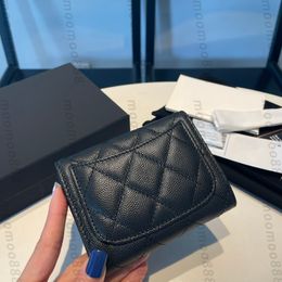 10A Top Tier Mirror Quality Womens Wallet Real Leather Caviar Card Holder Black Quilted Coin Purse Lady Credit Card Wallets Luxury2835